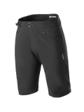 Alpinestars Stella A-Dura Shorts, Women's MTB Mountain Biking Shorts, Black, featuring a double snap closure and side waist cinch adjuster, zippered pockets, knee-length technical design in durable 2-way stretch fabric