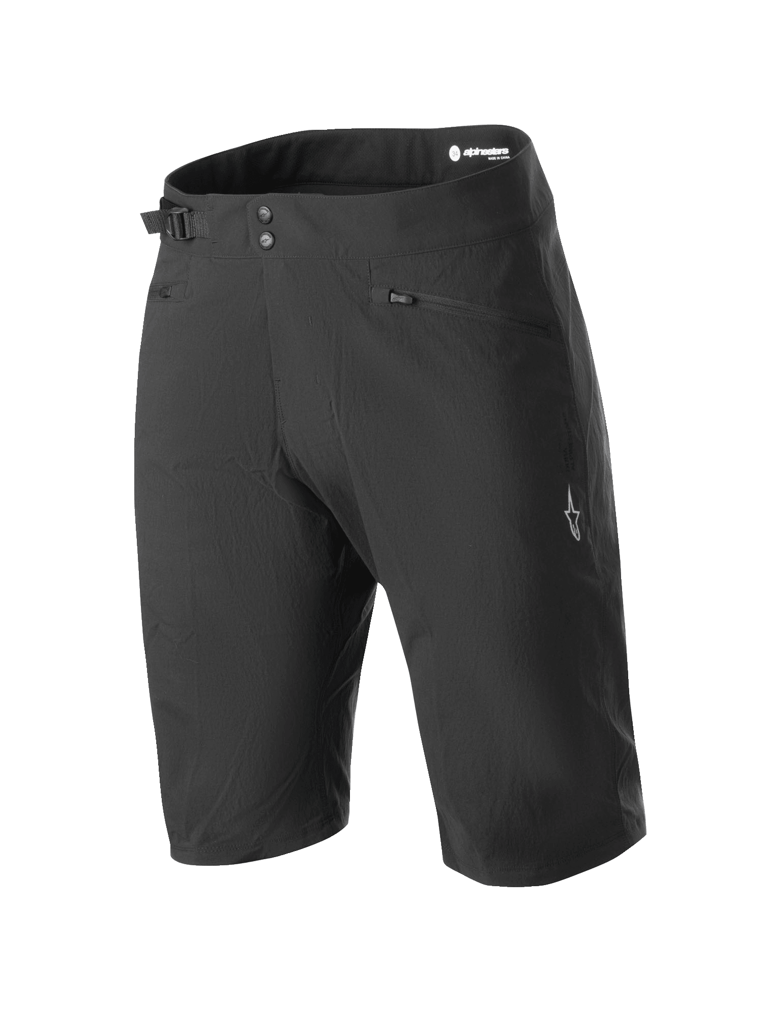 Alpinestars Stella A-Dura Shorts, Damen-MTB-Mountainbike-Shorts, Schwarz, mit doppeltem Druckknopfverschluss und seitlichem Taillenversteller, Reißverschlusstaschen, knielanges technisches Design aus strapazierfähigem 2-Wege-Stretch-Material
