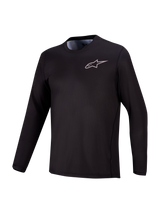 A-Dura Air Long Sleeve Jersey in black, breathable jacquard mesh MTB top featuring a subtle Alpinestars chest logo.