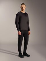 Black A-Dura Air Long Sleeve Jersey, breathable MTB top with moisture-wicking jacquard fabric and small chest logo.