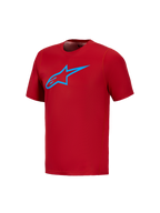 A-Dura Ride Short Sleeve Jersey in red, featuring a vibrant blue Astars logo on the chest for MTB performance.