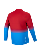 A-Dura ASTARS 2.0 Long Sleeve Jersey in red and blue gradient, back view showing drop tail and performance fabric.