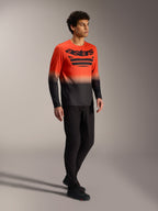 Orange and black A-Dura ASTARS Long Sleeve Jersey 2.0 with bold chest logo, designed for mountain bike performance.