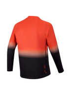A-Dura ASTARS 2.0 Long Sleeve Jersey, back view in orange and black gradient fade for high-performance MTB riding.