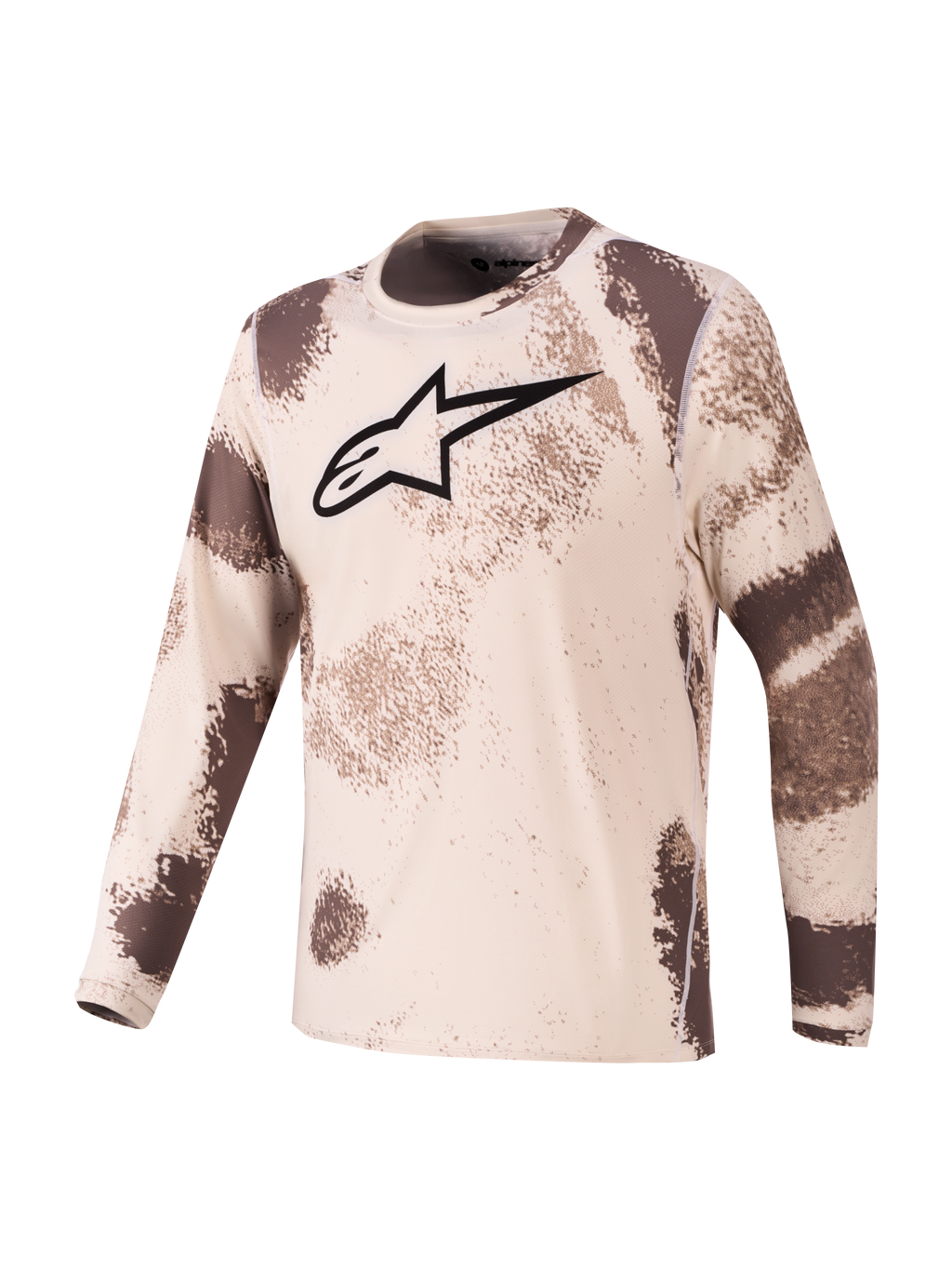 Alpinestars A-Dura Ride Jersey, Long Sleeve MTB Mountain Bike Jersey, Sand Camo, with stretch performance fabric and chest logo graphic