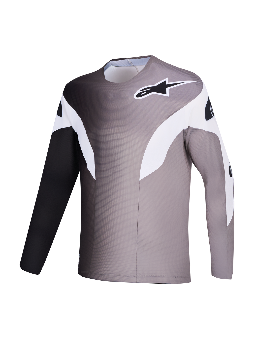Alpinestars A-Supra Elite Trikot in Faded Gray, MTB-Top mit Farbverlauf und mikroperforiertem Recycling-Gewebe.