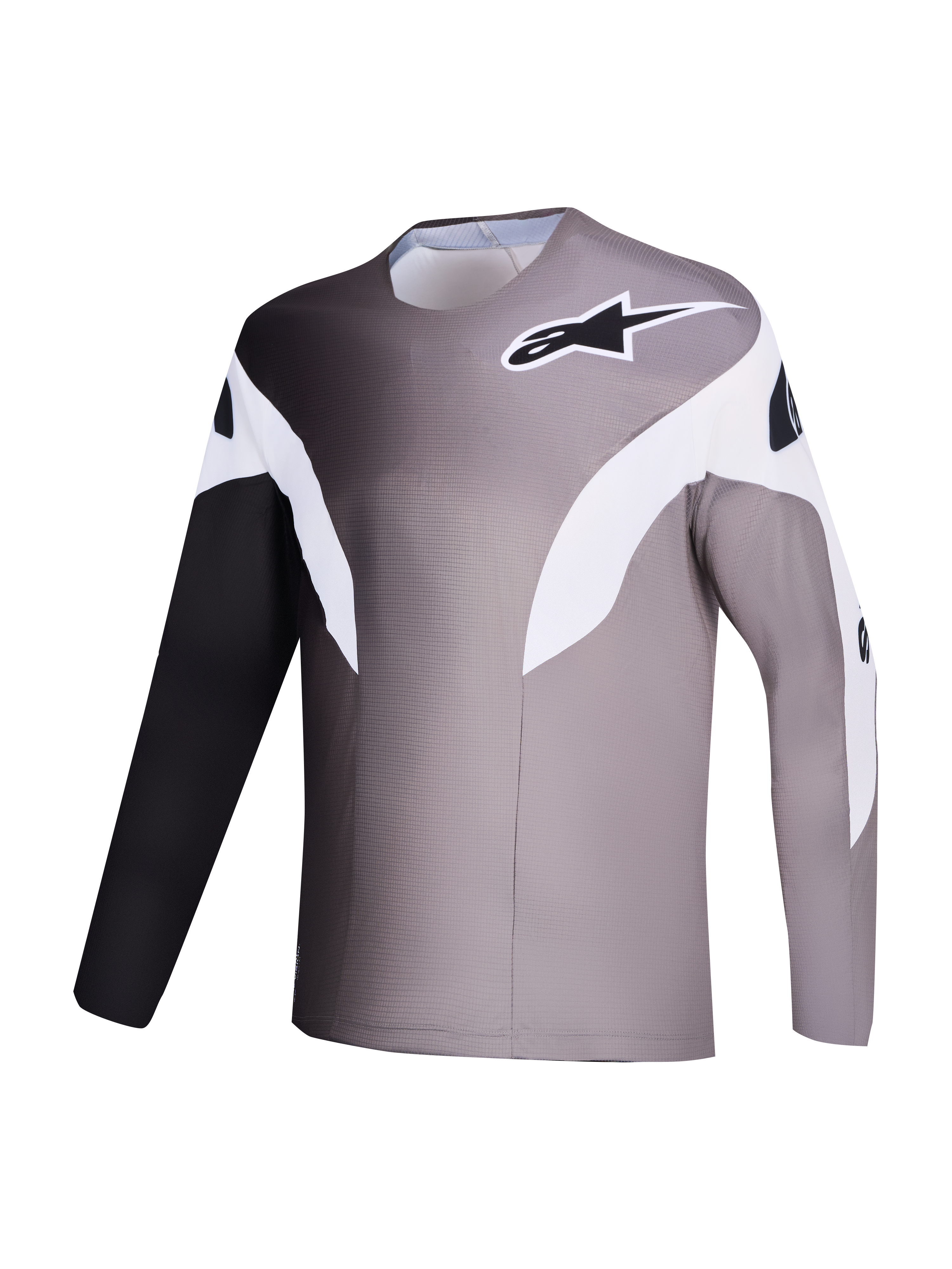 Alpinestars A-Supra Elite Trikot in Faded Gray, MTB-Top mit Farbverlauf und mikroperforiertem Recycling-Gewebe.