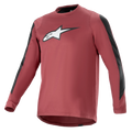 Alpinestars A-Dura Dri Astar Long Sleeve Jersey, Burgundy and Black, moisture-wicking drirelease fabric, crew neck, white Astar logo on chest, black mesh panels on sleeves, performance mountain bike apparel