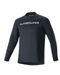 Alpinestars A-Aria Switch Langarmtrikot, MTB-Fahrradtrikot, Schwarz, markantes weißes Alpinestars-Logo auf der Brust, Rundhalsausschnitt, leichtes atmungsaktives Material, Performance-Passform für Offroad-Fahrten