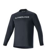 Alpinestars A-Aria Switch Langarmtrikot, MTB-Fahrradtrikot, Schwarz, markantes weißes Alpinestars-Logo auf der Brust, Rundhalsausschnitt, leichtes atmungsaktives Material, Performance-Passform für Offroad-Fahrten