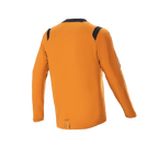 Alpinestars A-Dura Dri Wool Long Sleeve Jersey, Dark Gold, back view featuring black mesh panels on the shoulders and collar, technical mountain bike apparel with a longer drop tail