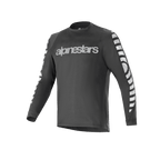 Alpinestars A-Dura Dri Oscar Langarmtrikot, Radsporttrikot, Schwarz Reflektierend, mit großem silbernem reflektierendem Schriftzug auf der Brust und grafischen Mustern an den Ärmeln, technische Mountainbike-Funktionsbekleidung