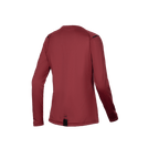 Alpinestars Stella A-Dura Thermal Jersey, women's long-sleeve MTB thermal cycling jersey, back view showing extended drop tail, Burgundy, insulated fleece lining for cold-weather mountain biking