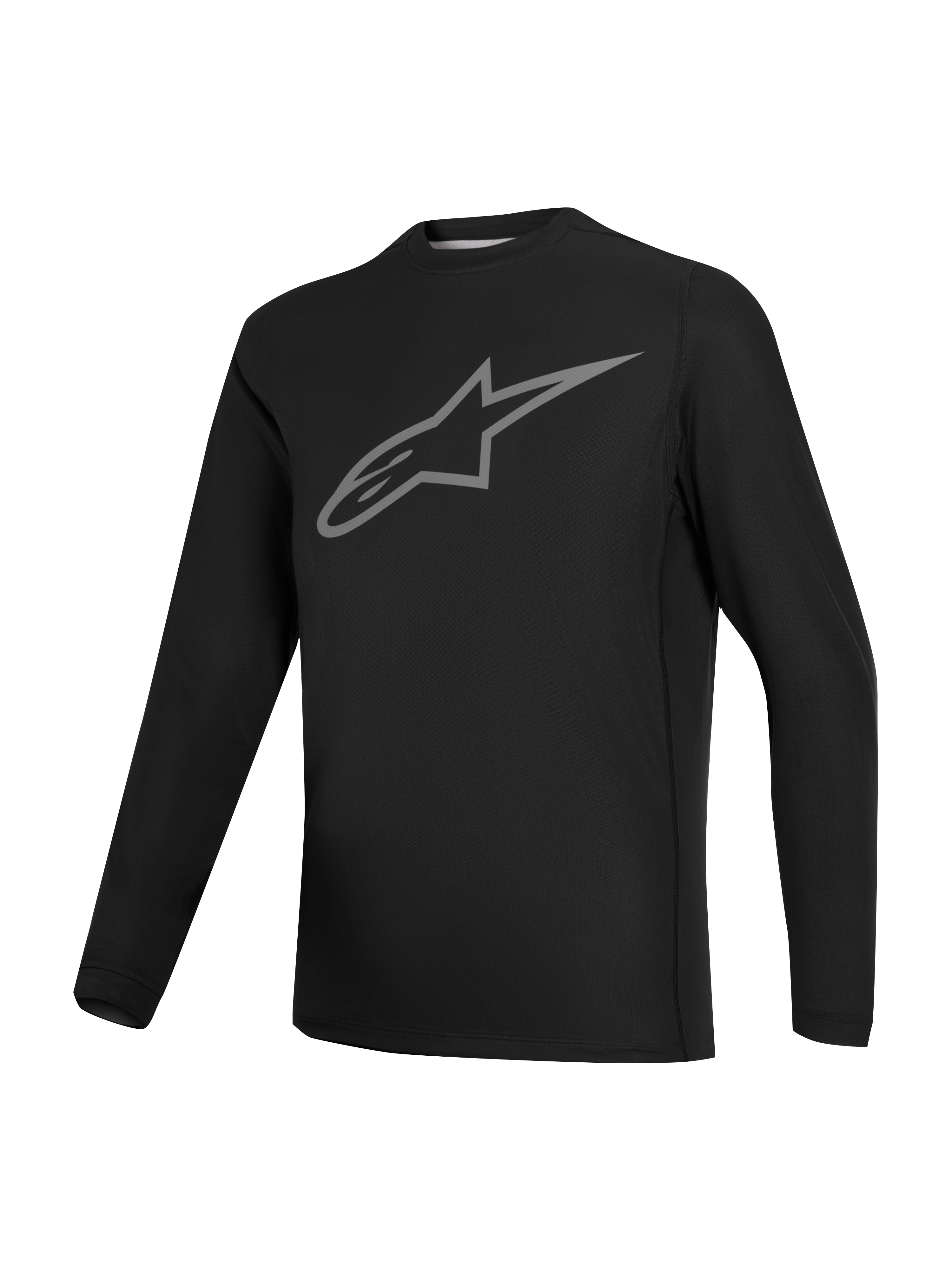 Stella A-Dura Ride Jersey, black long sleeve women's MTB top with grey Astars chest logo, performance cycling apparel.