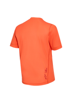 Women's Stella A-Dura Ride Jersey in orange, back view showing the performance jacquard fabric and lower logo detail.