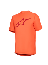 Orange Women's Stella A-Dura Ride Short Sleeve Jersey with a red Astars chest logo, performance MTB apparel.