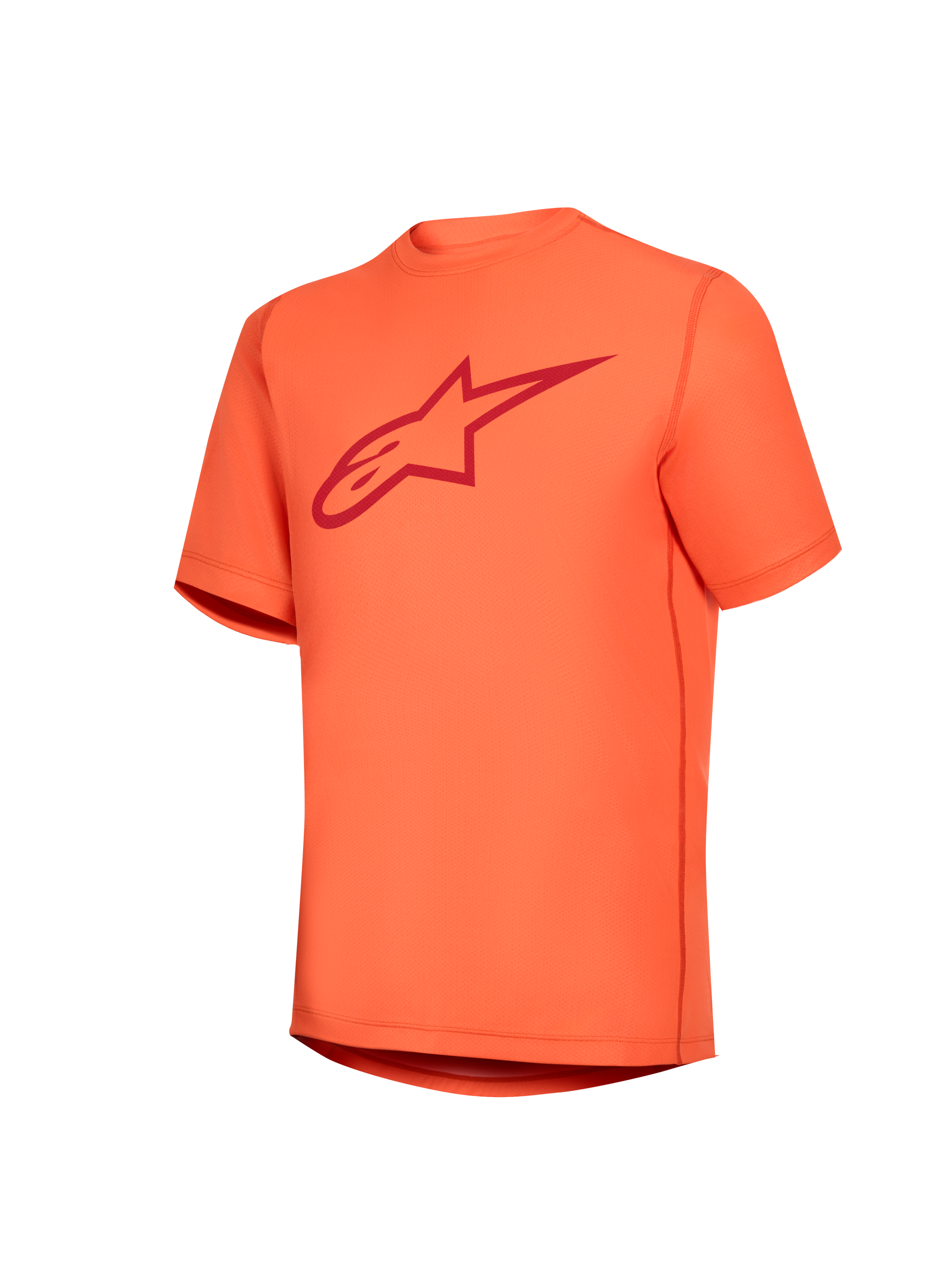 Orange Women's Stella A-Dura Ride Short Sleeve Jersey with a red Astars chest logo, performance MTB apparel.