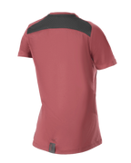 Alpinestars Stella A-Dura Dri Switch Kurzarm-MTB-Trikot für Damen, Burgund, Rückansicht mit schwarzem Mesh-Einsatz zur Belüftung und verlängertem Rückenteil