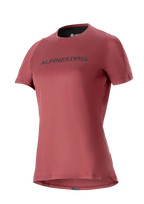 Alpinestars Stella A-Dura Dri Switch Damen-Trikot, Kurzarm-MTB-Shirt, Burgunderrot mit schwarzem Logo, perforierte Mesh-Ärmel für Atmungsaktivität, Performance-Radsportbekleidung
