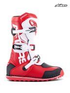 Alpinestars Tech-T Stiefel, Trial- und Offroad-Motorradstiefel, Rot, Schwarz und Weiß, aus Leder und Mikrofaser mit Dreifach-Schnallenverschluss und ergonomischem Schienbeinschutz