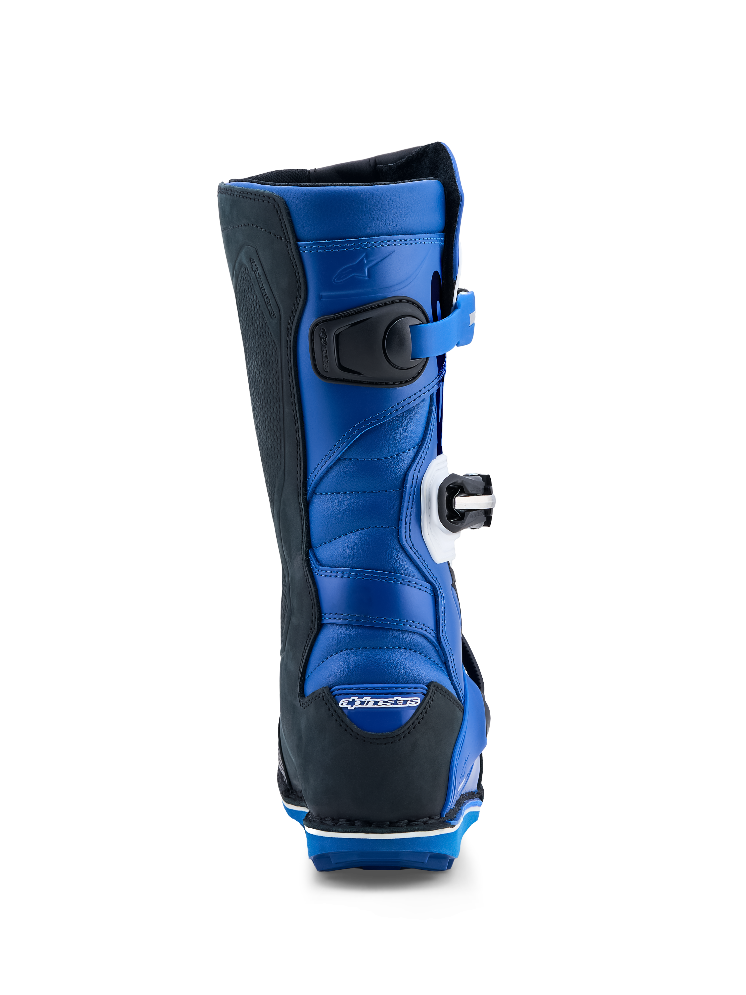 Alpinestars Tech-T Stiefel, Trial-Motorradstiefel für Herren, Blau und Schwarz, Lederkonstruktion mit hinteren Flexzonen.