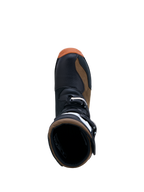 Alpinestars Tech-T Stiefel, Trial-Motorradstiefel für Herren, Schwarz und Braun, Leder, Draufsicht auf die Stiefelöffnung.