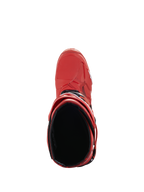 Alpinestars Tech 10 Stiefel, Rot, Draufsicht in das Stiefelinnere, Motocross-Stiefel mit schwarzem Innenfutter und roter TPU-Schale, professionelles Performance-Offroad-Schuhwerk