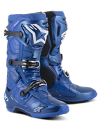 Alpinestars Tech 10 Stiefel, Motocross-Stiefel, Blau und Schwarz, mit einem Dreifach-Schnallen-Verschlusssystem, weißem Alpinestars Stern-Logo auf dem Schienbein, robuster TPU-Schale und verstärkter Sohle für Offroad-Performance