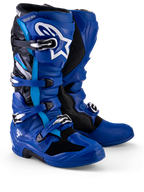 Alpinestars Yamaha Tech 7 Stiefel, Motocross-Stiefel, Blau, Schwarz und Weiß, mit Mehrfach-Schnallenverschlusssystem, TPU-Schienbeinplatte mit weißem Astar-Logo und Yamaha-Branding an der oberen Gamasche, entwickelt für Offroad-Performance