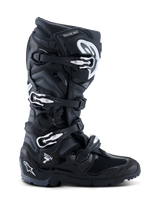 Alpinestars 2026 Tech 7 Enduro Stiefel, Schwarz Anthrazit Weiß, spezialisierte Offroad-Motorradstiefel, Vier-Schnallen-Verschlusssystem, strapazierfähiges PU-verstärktes Mikrofaser-Obermaterial, robuste Profilsohle für Enduro-Gelände, markantes Tech 7 Logo an der Ferse