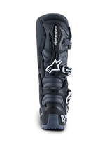 Alpinestars 2026 Tech 7 Enduro Stiefel, Rückansicht, Schwarz Anthrazit und Weiß, Offroad-Motorradstiefel mit weißem Astar-Logo, Schnallenverschlusssystem und TPU-Fersenschutz