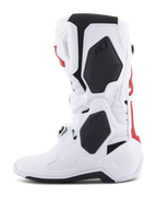 Alpinestars Tech 10 Supervented Stiefel, Motocross-Stiefel, Weiß und Leuchtend Rot mit schwarzen Akzenten, Seitenprofilansicht zur Hervorhebung der belüfteten Konstruktion und der schützenden TPU-Schale