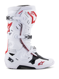 Alpinestars Tech 10 Supervented Stiefel, Motocross-Offroad-Rennstiefel, Weiß, Rot und Schwarz, Mehrfaches Schnallenverschluss-System, Perforierte Belüftungspaneele, Rotes Stern-Logo, DHCP-Technologie, Verstärkte Schutzpaneele, Robuste Offroad-Sohle