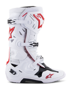 Alpinestars Tech 10 Supervented Stiefel, Motocross-Offroad-Rennstiefel, Weiß, Rot und Schwarz, Mehrfaches Schnallenverschluss-System, Perforierte Belüftungspaneele, Rotes Stern-Logo, DHCP-Technologie, Verstärkte Schutzpaneele, Robuste Offroad-Sohle