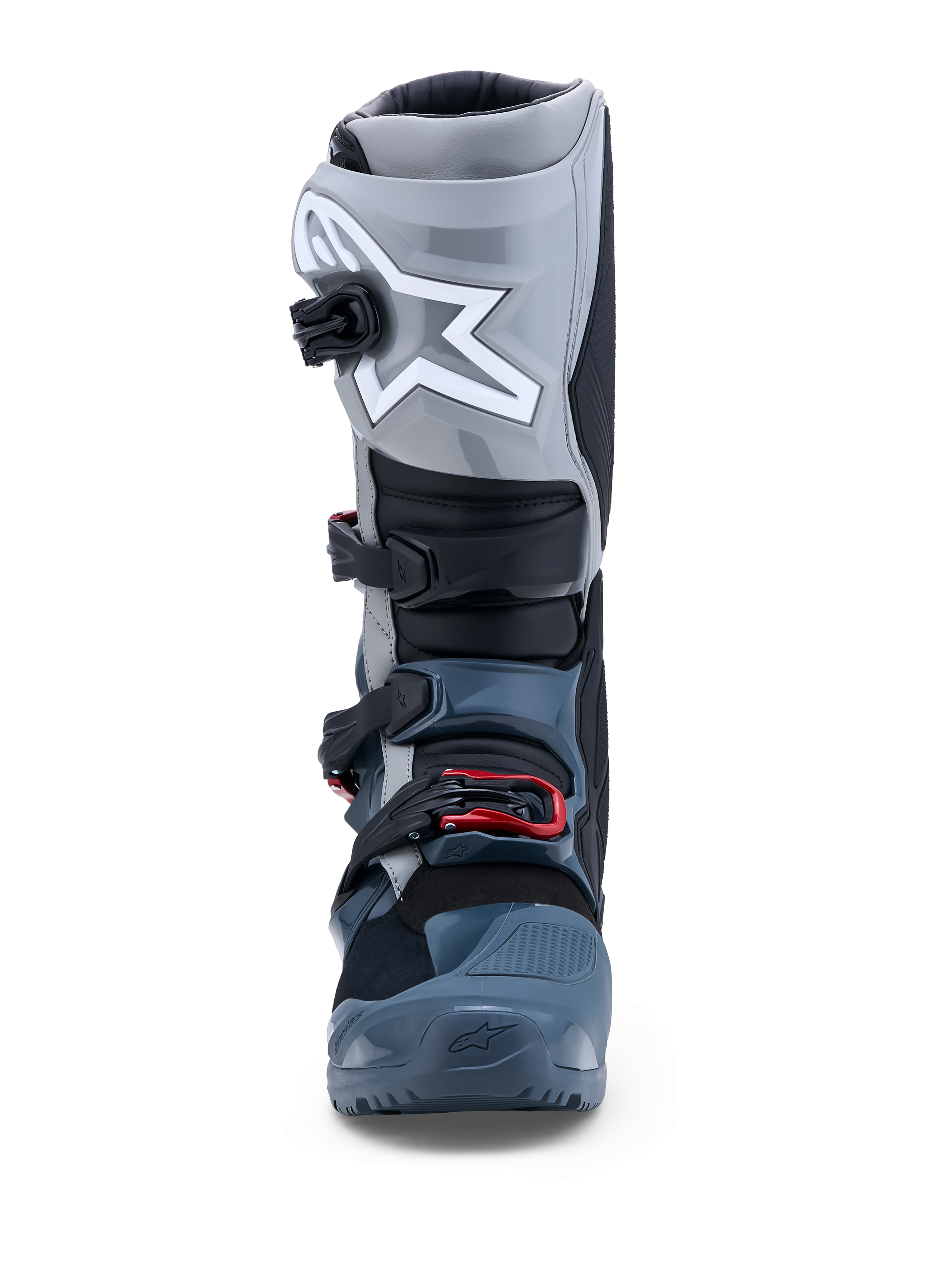 Alpinestars Tech 7 Enduro Drystar Stiefel, wasserdichte Herren-Motorradstiefel, Grau und Rot, CE-zertifiziert, Frontalansicht.