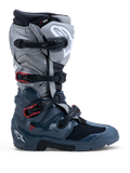 Alpinestars Tech 7 Enduro Drystar® Stiefel, wasserdichte Herren-Offroad-Motorradstiefel, Dunkelgrau, Grau und rote Akzente.