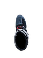 Alpinestars Tech 7 Enduro Drystar Stiefel, wasserdichte Offroad-Motorradstiefel in Grau und Rot, CE-zertifiziert, Draufsicht mit Blick in die Stiefelöffnung.