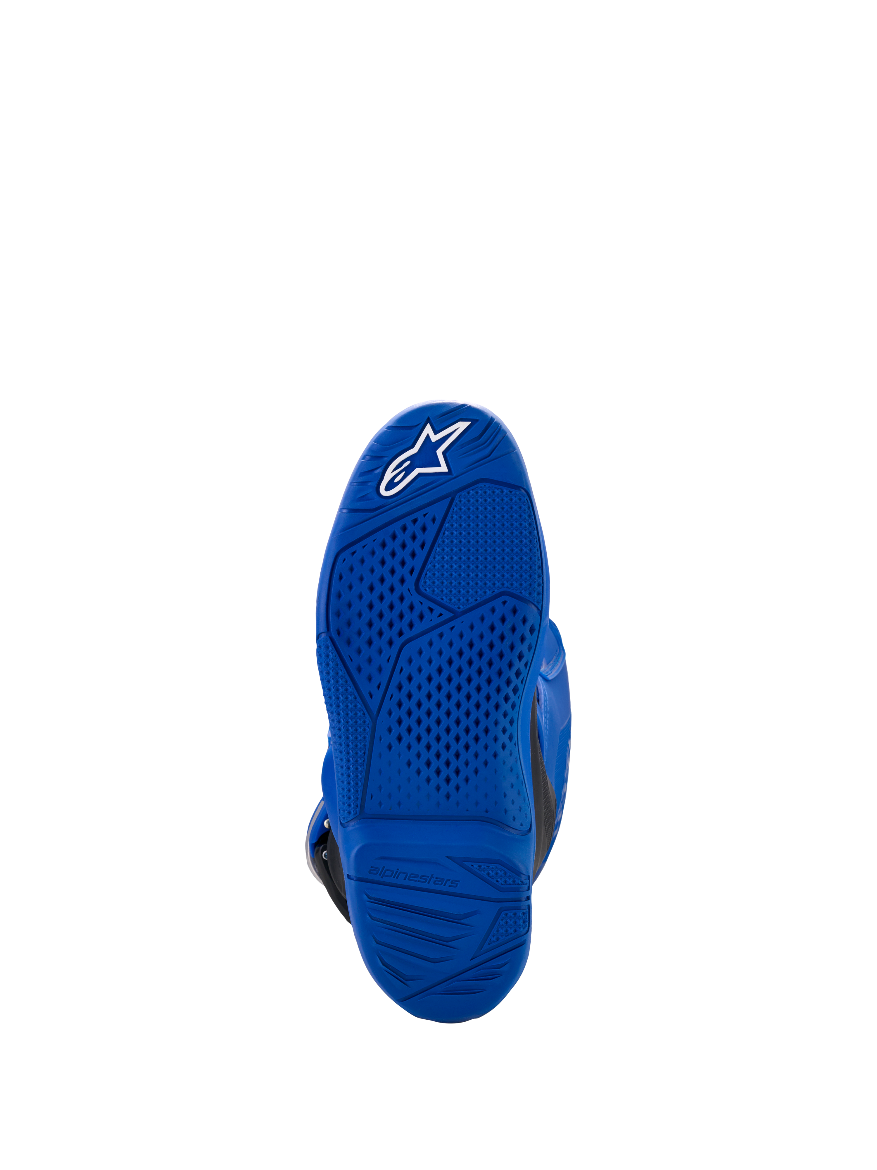 Alpinestars Yamaha Youth Tech 7S Stiefel, Blau, Sohlenansicht mit strukturiertem Profilmuster und weißem Stern-Logo, robuste Gummikonstruktion für den Offroad-Sport