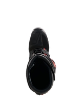 Alpinestars Tech 7 Stiefel, Motocross-Stiefel, Schwarz und Rot Fluo, Draufsicht mit Innenfutter und Verschlusssystem, strapazierfähige TPU-Konstruktion mit leuchtend roten Akzenten für Offroad-Racing-Performance