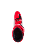Alpinestars Tech 7 Boots, Motocross Boots, Bright Red, top-down view showing interior lining and buckle closure, durable TPU construction for off-road protection