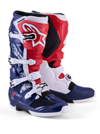 Alpinestars Limited Edition Tech 7 Unity Stiefel, Motocross-Stiefel in Rot, Weiß und Blau, TPU-Schutz und Schnallenverschluss.