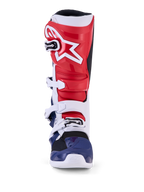 Alpinestars Limited Edition Tech 7 Unity Stiefel, Motocross-Rennstiefel in Rot, Weiß und Blau, mit schützender TPU-Konstruktion und sicherem Schnallenverschluss.