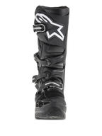 Alpinestars Tech 7 Enduro Boots, Motocross and Enduro Boots, Black, front-facing view featuring a white star logo on the shin, four-buckle closure system, and reinforced protective structure for off-road use