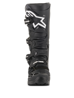 Alpinestars Tech 7 Enduro Drystar® Boots, Black Motocross Boots, front view featuring a large white star logo on the shin, four-buckle closure system, durable TPU construction for enduro and off-road riding
