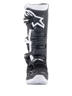 Alpinestars Tech 7 Enduro Drystar® Stiefel, Enduro-Motorradstiefel, Schwarz und Weiß, mit einem großen weißen Alpinestars-Logo auf der Schienbeinplatte, Vier-Schnallen-Verschlusssystem und robuster weißer Sohle, entwickelt für Offroad-Performance