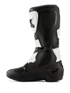 Alpinestars Tech 3 Stiefel, Motocross-Stiefel, Schwarz und Weiß, mediales Seitenprofil mit texturierten Grip-Einsätzen, TPU-Protektoren und strapazierfähiger Mikrofaser-Konstruktion, professionelles Offroad-Schuhwerk.