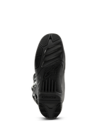 Alpinestars Tech 3 Stiefel, Motocross-Stiefel, Schwarz, Ansicht der strukturierten Gummi-Außensohle von unten mit Alpinestars-Logo und Schriftzug, griffiges Profildesign für Offroad-Performance