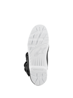 Alpinestars Tech 3 Enduro Waterproof Stiefel, Schwarz und Weiß, Unteransicht der weißen griffigen Stollensohle, Offroad-Traktionsprofil mit geprägtem Logo, strapazierfähige Außensohle für Motocross- und Enduro-Performance.
