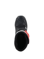 Alpinestars Kids Tech 3S Stiefel, Motocross-Stiefel, Weiß, Schwarz und leuchtendes Rot, Draufsicht mit Blick auf das Innere und die schwarze Mikrofaser-Zehenkappe, schützendes Schuhwerk für junge Offroad-Fahrer