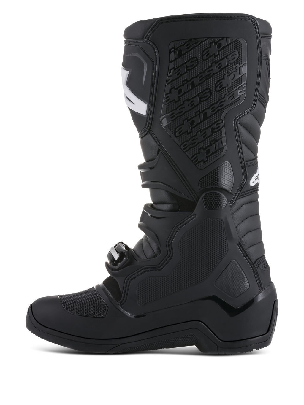 Alpinestars Tech 5 Stiefel, Motocross-Stiefel für Offroad, Schwarz, mit TPU-Schienbeinplatte und biomechanischem Pivot-System.